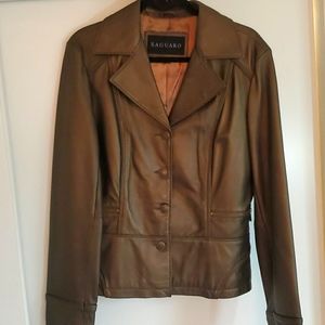 Metallic Olive Leather Jacket